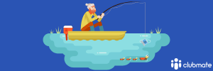 man fishing in lake catching laptop