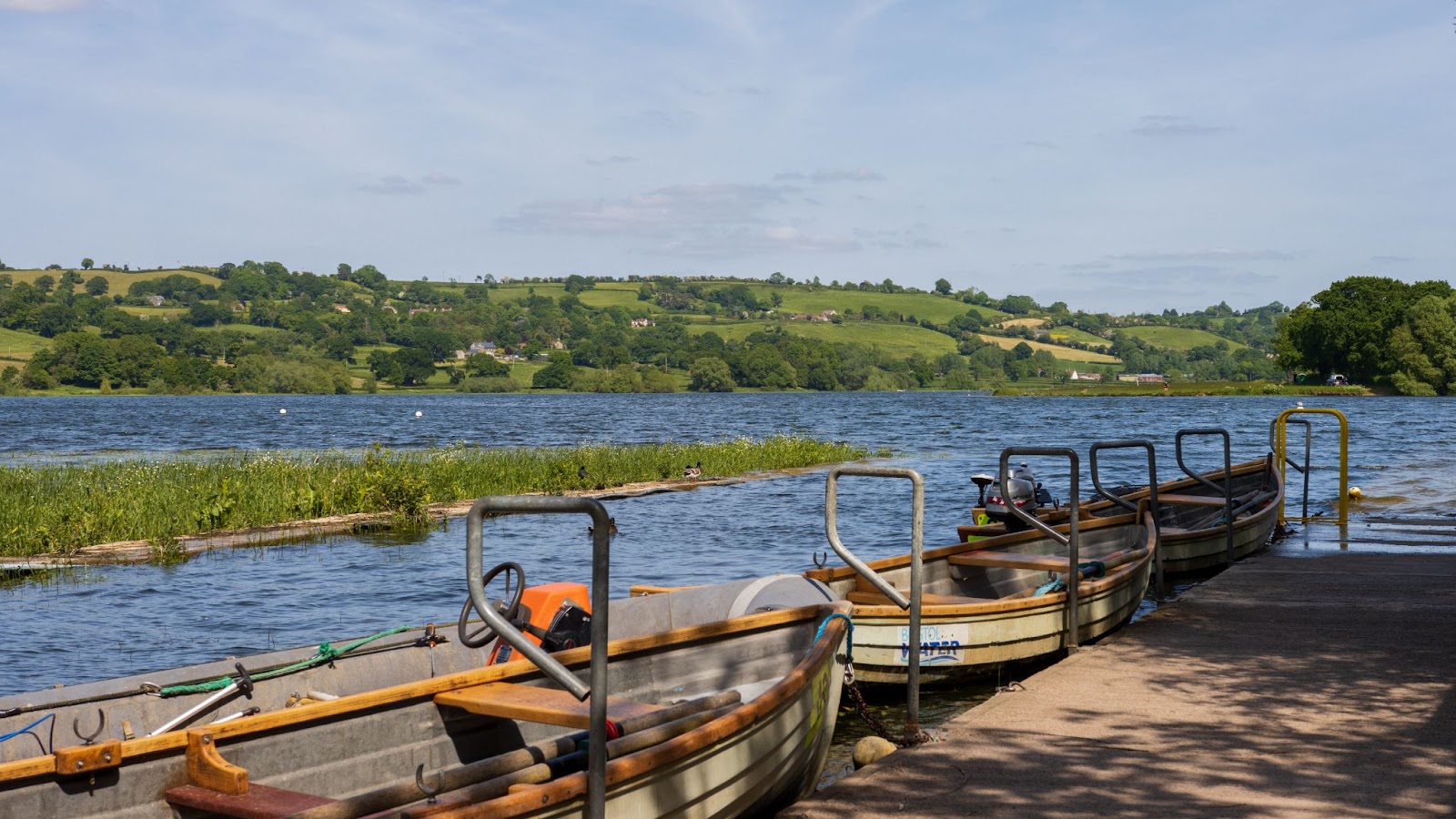 Fishing boats lined up on the dock at Bristol Water Fisheries.