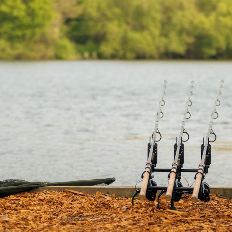 Fishing rods sit lined up on the bank ready for a day of angling after the club successfully promoted themselves online.