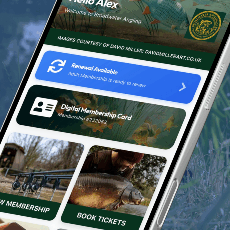 Clubmate app homepage with renewal banner notification